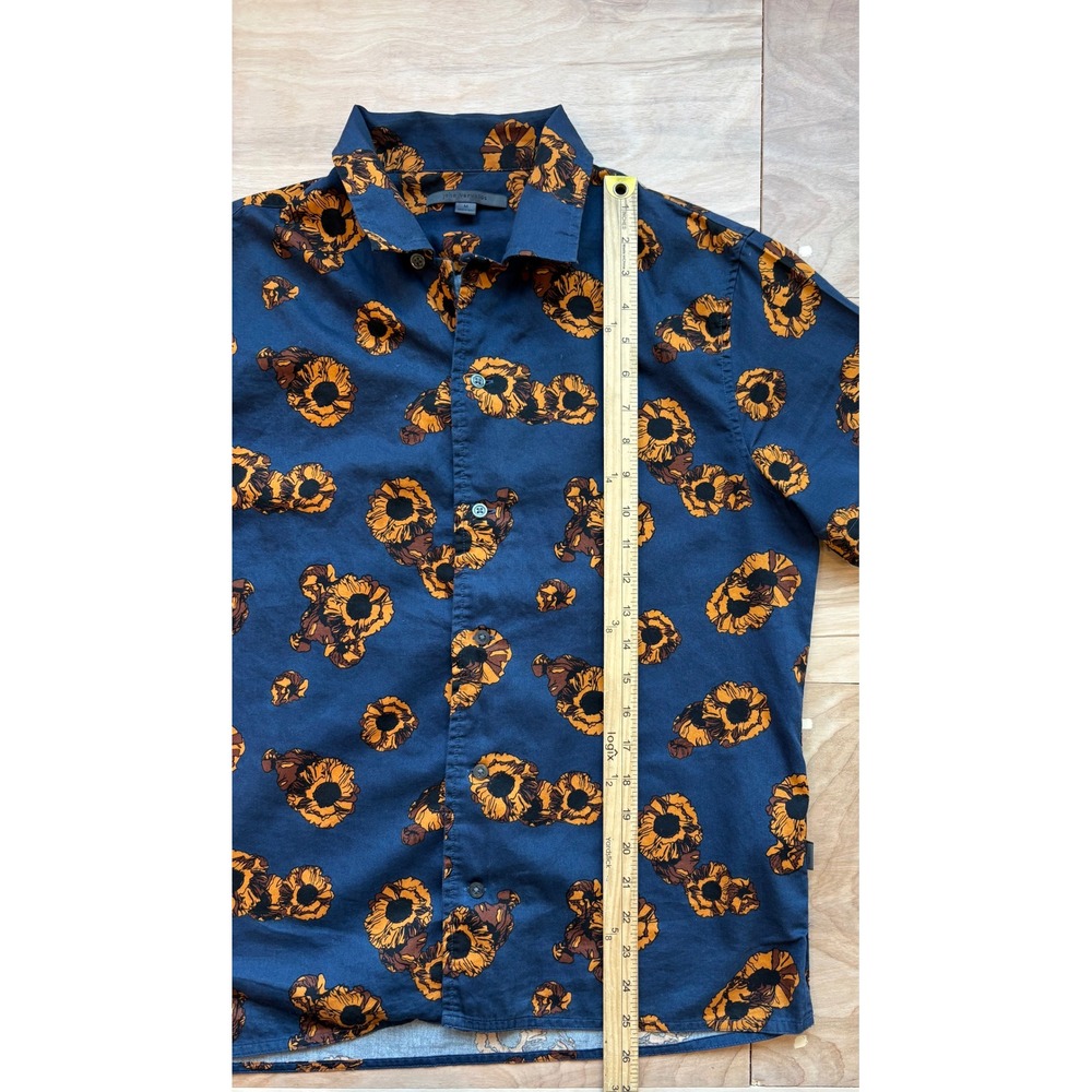 John Varvatos Mens Danny Camp Shirt Poppy Print Button Down Navy Nature Indie - Picture 9 of 9